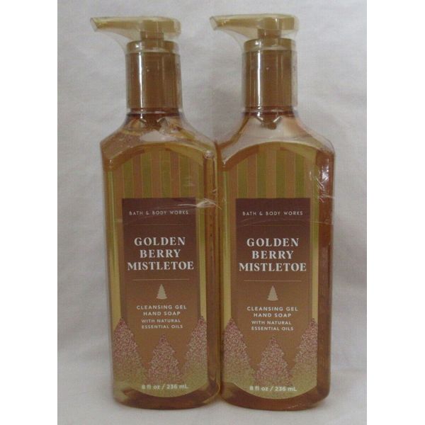 Bath & Body Works Cleansing Gel Hand Soap Lot Set of 2 GOLDEN BERRY MISTLETOE