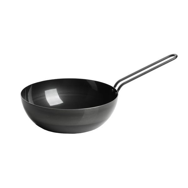 Pearl Metal AZ-5187 BLKP Pearl Metal Pot, 8.7 inches (22 cm), Iron, Wire Handle, Induction Compatible, Shot Processing, Silicone Coat, Made in Japan, Tsubame-Sanjo, Niigata, Outdoor Camping, Saute Pan