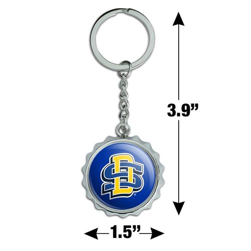 South Dakota State University Logo Keychain Chrome Plated Metal Pop Cap Bottle Opener