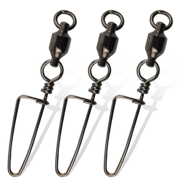 AGOOL Fishing Swivels Snaps Ball Bearing Swivels with Coastlock Snap Stainless Steel High Strength Welded Ring Black Nickle Coated Fishing Snap Swivels Saltwater Swivels Fishing Tackle 26Lb - 503Lb