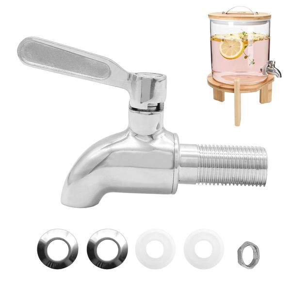 304 Stainless Steel Water Dispenser Replacement Spigot, Beer Tap Barrel Tap, Type Dispenser Faucets, Beverage Dispenser Tap for Beer Keg Glass Container Juice Drinking Fountain, 16millimeter