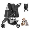 Pet Stroller Foldable 3 Wheels Dog Stroller with Brake up to 35lbs