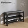 HOMCOM Bamboo Shoe Bench, Entryway Bench with Storage and Cushion, Black