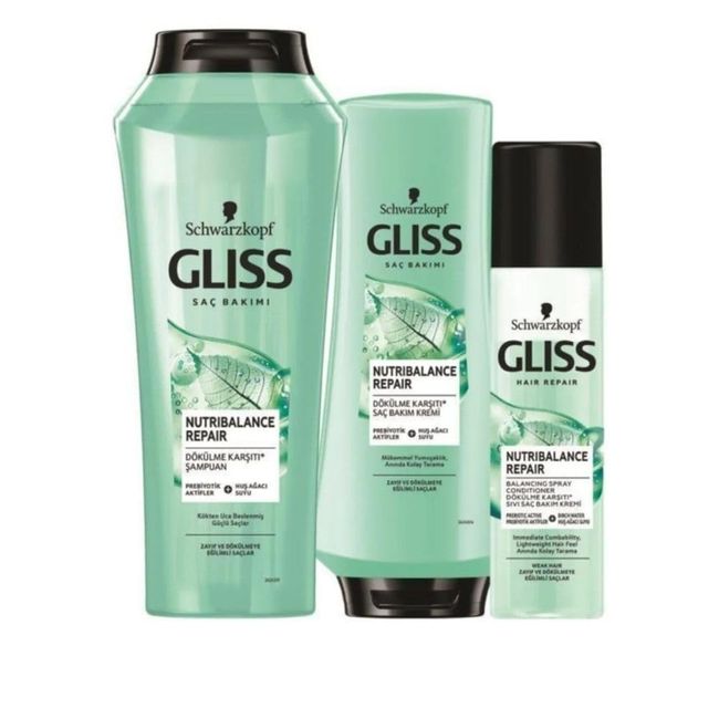 Gliss Nutri Balance 500 ml + Saç Kremi 360 ml + Sıvı Saç Kremi 200 ml