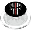 Thin Red Line Skull Fireman Dept US Flag Firefighter Gift PopSockets MagSafe PopGrip for iPhone
