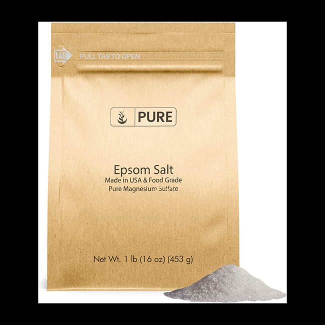 USA Pure Edible Absom Salt Magnesium Sulfate Unflavored Food Grade 16oz (453g), 453g
