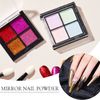 Mirror Powder Palette Solid Nail Powder, Set of 4 Colors, Mirror Nail Powder, Pink, Silver, Nail Art, Gel Nails, Resin, Metallic Powder with Tips (C)