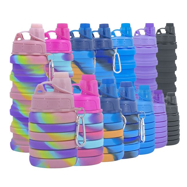 Folding Water Bottle 500ml Sports Travel Hiking Collapsible Lightweight  Drinking