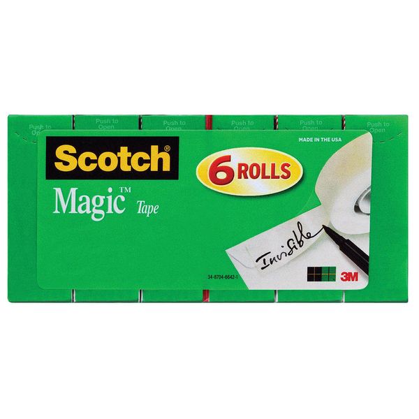 Scotch Magic Tape, 6 Rolls, Numerous Applications, Invisible, Engineered for Repairing, 3/4 x 1296 Inches, Boxed (810-6PK)