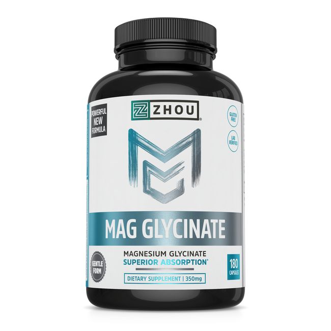 Zhou Magnesium Glycinate Complex 350 mg | Muscle Relaxation & Recovery, Healthy