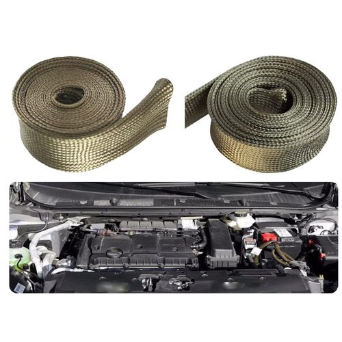 Heat Shield Sleeve Fuel Line Heat Shield Auto Hose Spark Plug Wire heat Shield Protectors Boots Roll 2500 Degree for Car&Auto Wire Loom Brake Cable (1/2" IDX10', Titanium)