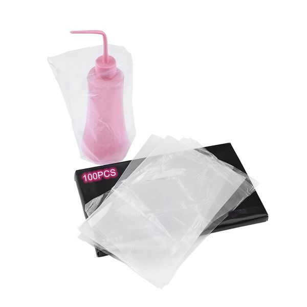 100pcs Tattoo Wash Bottle Bags Disposable Transparent Squeeze Bottle Covers Cleaning Bags Tattoo Supplies 10 x 6 Inch