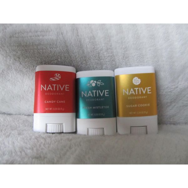 Native Deodorant Travel Size Sugar Cookie Cane, and Fresh Mistletoe  .35 ounce