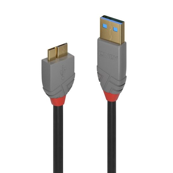 LINDY 36768 USB 3.0 Type A to Micro-B Cable, Anthra Line - Black, 3m