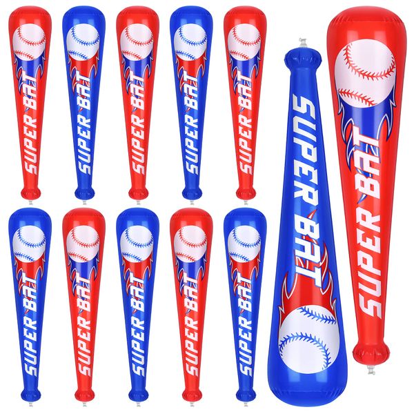 durony 12 Pieces Baseball Bat Inflates 22 Inch Inflatable Baseball Inflates, Baseball Party Supplies, Sports Theme Toy, Birthday Party Decorations