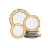 Dinnerware Set Service for 4 - White/Gold Greek Key Inspired Design Tableware