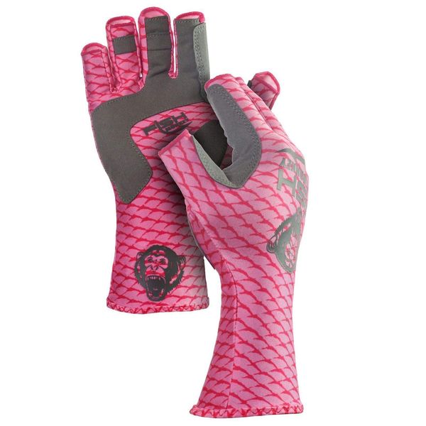 Fish Monkey FM11-PNKSCALE-M Half Finger Guide Glove Pink Scales M