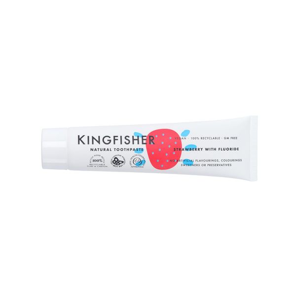 Kingfisher Children's Toothpaste – Fluoride & Fluoride-Free Options – Gentle Natural Care for Kids' Teeth – Safe & Delicious Flavours (3, Strawberry with Fluoride)