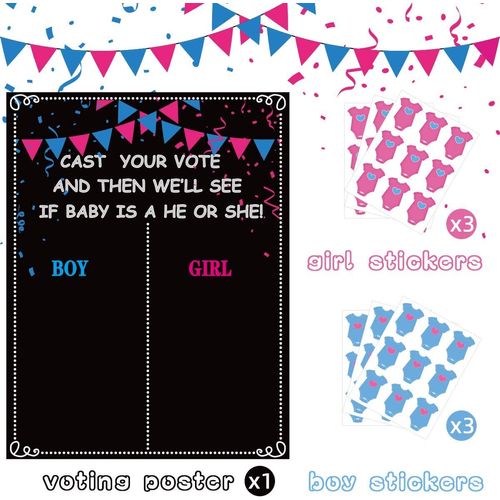Funnlot Gender Reveal Boy or Girl Voting Game Gender Reveal Party Games 54pcs Gender Reveal Voting Game Stickers Boy or Girl Gender Reveal Guess Game Gender Reveal Party Supplies