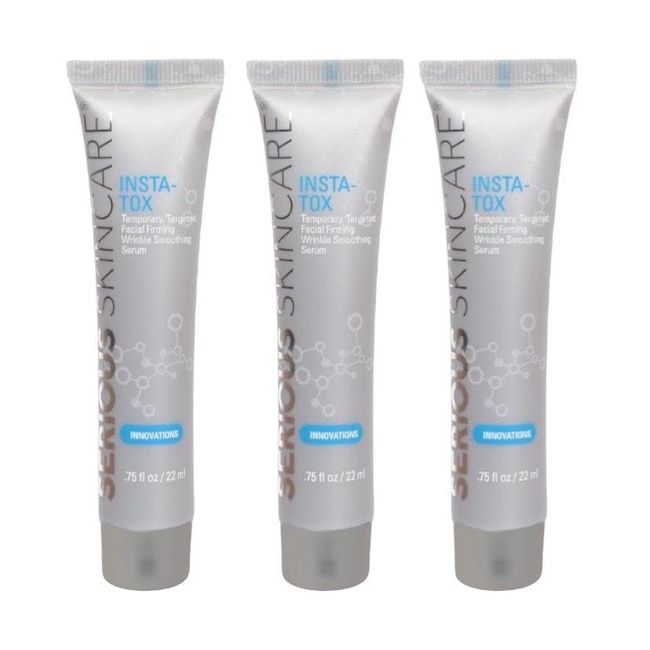 Serious Skincare INSTA-TOX Instant Wrinkle Smoothing Serum TRIO - Improves appearance of Fine Lines & Wrinkles -Temporarily Tightens Skin - Instant Line Filler - Three .75 oz. Tubes (3Pack)