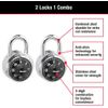 1500T Locker Lock Combination Padlock, 2 Pack, Black
