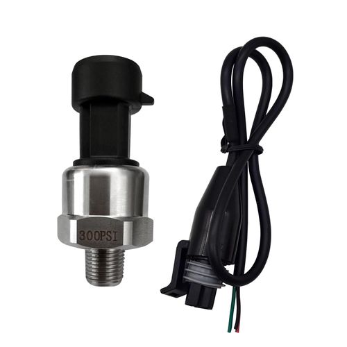 Pressure Transducer Sender Sensor with Connector, Stainless Steel 1/8”-27 NPT Pressure Transducer Sensor Compatible for Oil Fuel Air Water (300 PSI)