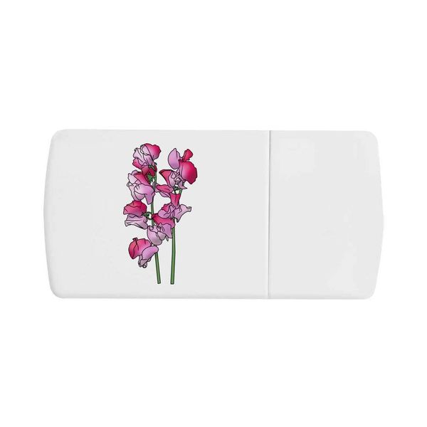 'Pink Sweetpea Flowers' Pill Box with Tablet Splitter (PI00021465)