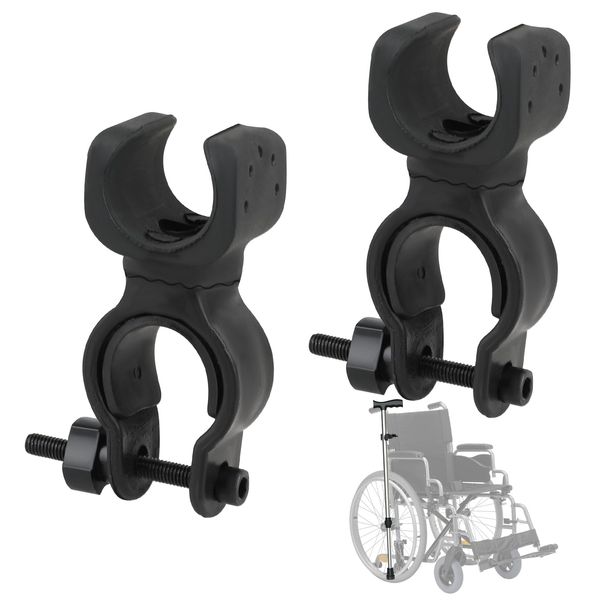 Giantree 2pcs Black Cane Holder for The Walker, Stick Universal Crutches Stick Bracket Accessories Wheelchair Accessories for Drive Rollator Walker Wheelchair Elderly Walkers Wheelchairs