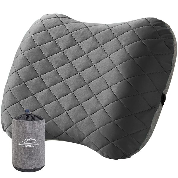 LEEPWEI Air Pillow, Portable Pillow, Travel Pillow, Cotton Cover, Travel, Lumbar Pillow, Ultra Lightweight, Compact, Storage Bag Included, For Outdoor Activities, Camping, Sleeping in a Car, Office