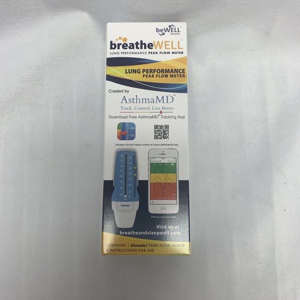 Quest AsthmaMD BreatheWell Lung Performance Peak Flow Meter Device New