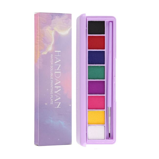 Mysense 8 Farben, wasseraktivierte Eyeliner-Palette, Gesichtsfarbe, fluoreszierend, leuchtend, Regenbogenfarben, Schwarz-Weiß, Körperfarbe, Make-up-Make-up, Matte und UV-Farbe, grafischer Eyeliner,