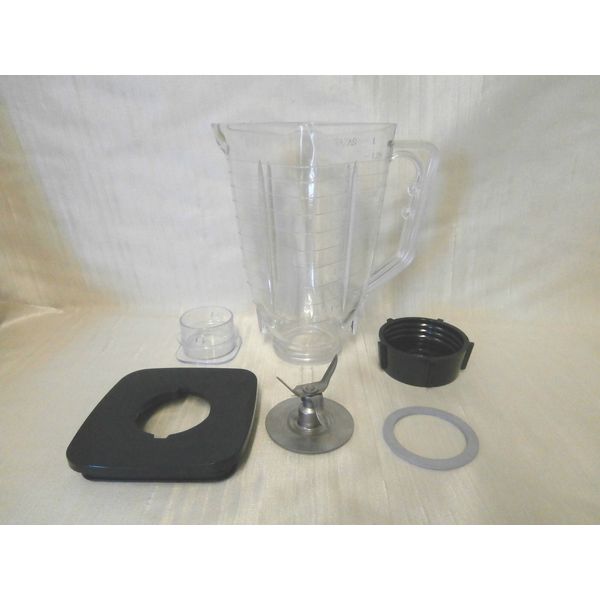 5 Cup Break Resistant Plastic Square Jar Complete Set Compatible Oster, 6 Piece