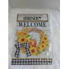 Carson Fall Garden Flag "Welcome" Sunflower Wreath, Black & White Buffalo Check