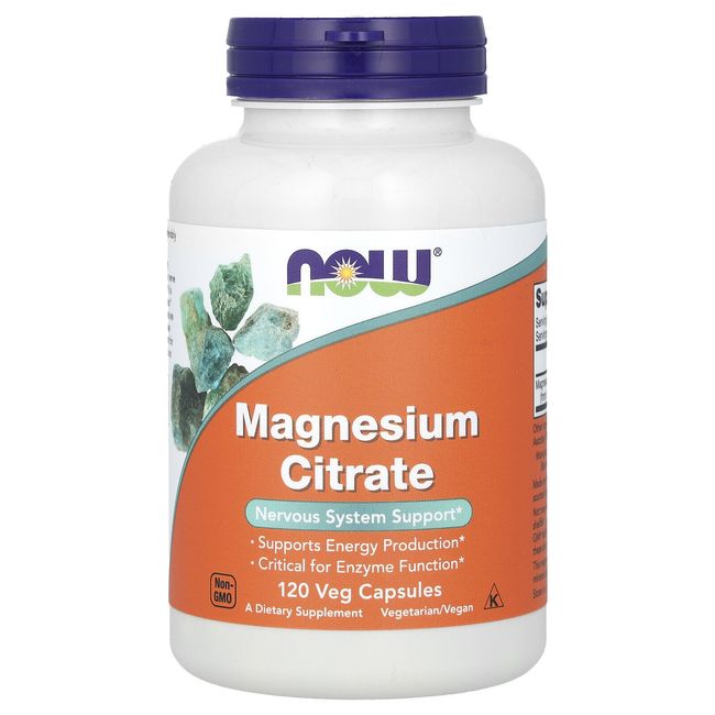 Now Foods Magnesium Citrate 120 Veg Capsules GMP Quality Assured, Kosher, Vegan,