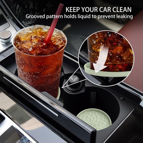 ME.FAN Car Cup Coaster [4 Pack] Silicone Car Coasters/Cup Mats - 2.75In Universal Non-Slip Recessed Car Interior Accessories - Car Cup Holder Insert Coasters Desert Sage