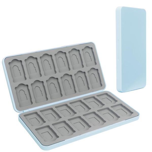 Skycase Games Card Aufbewahrungsbox für Nintendo Switch,Spiele Aufbewahrung mit 24 Micro SD Spielkartenfächer,Tragbare Schutzhülle für Switch OLED Game Card,Hardcase(Blau) Hülle,Silikonfutter