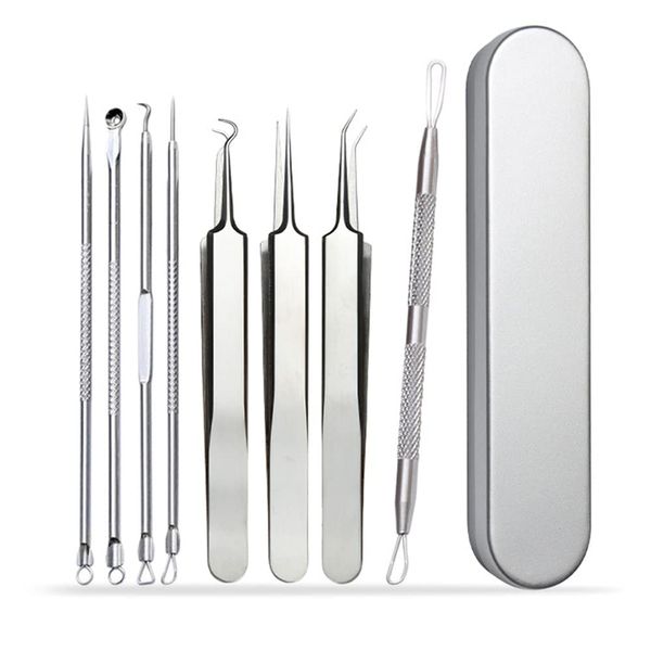 Total: Set of 8 square bottle remover, tweezers, square plug, acne care, back acne, acne, pore care, acne remover, acne remover, nose, pores, square plug, removal, tweezers, tweezers set, powder stick, blackhead remover, shell, black head remover, square 