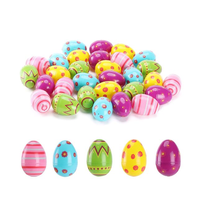 Mr. Pen- Plastic Easter Eggs, 30 Pack, 3'' Tall, Printed Plastic Easter Eggs, Plastic Easter Eggs Bulk, Easter Eggs Empty, Plastic Eggs Fillable, Easter Basket Fillers, Empty Easter Egg