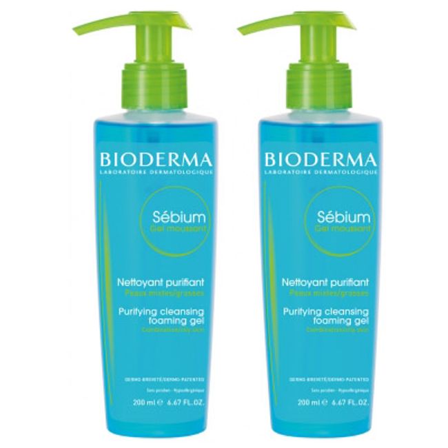 Bioderma Sebium Foaming Wash Gel 200ml Set of 2 Facial Cleanser Oily Skin Mixed Skin Overseas Mail Order