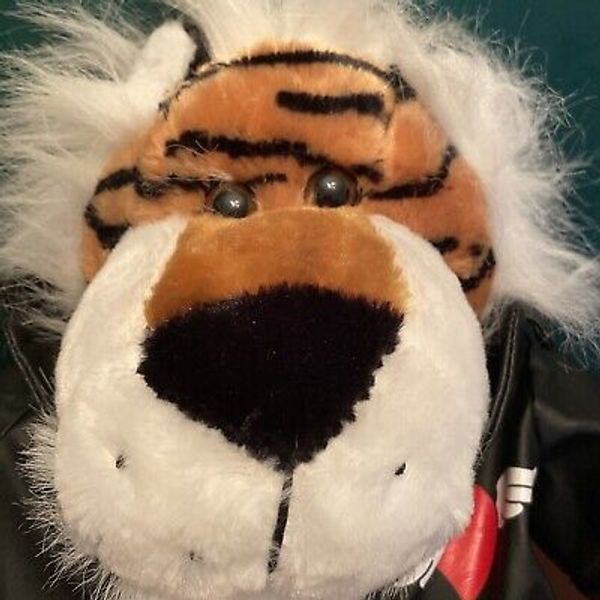 Dan Dee Collectors Choice Plush Tiger King In Faux Black Leather Biker Jacket