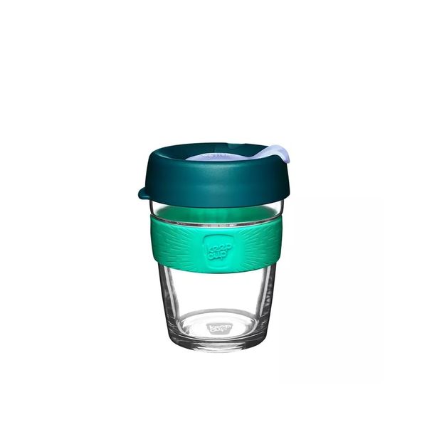 KeepCup Brew, Reusable Coffee Cup - Tempered Glass and Splashproof Sipper Lid, Medium 12oz/340ml - Eventide