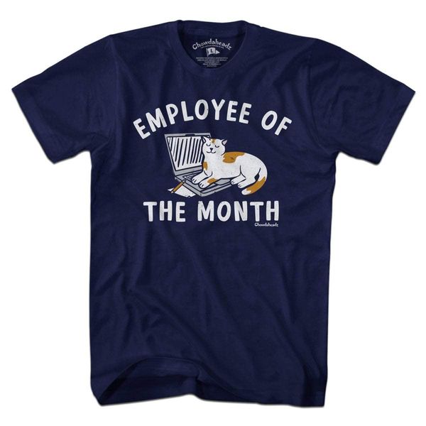 Chowdaheadz Employee of The Month Cat T-Shirt Navy