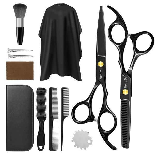 Hecho.Ds 12 PCS Hair Cutting Scissors Kits, Hairdressing Scissors Set,Professional Haircut Scissors Kit with Cutting Scissors,Thinning Shears for Man Woman Adults Kids Home Salon