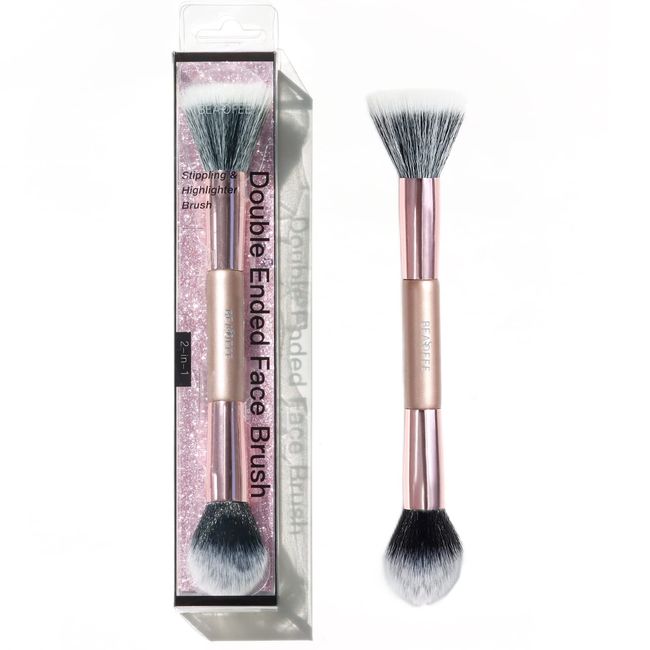 Make Up Pinsel Blush Pinsel, Duo End Profi Schminkpinsel Rouge Pinsel ideal für das Auftragen von Make-up auf den Wangen, Makeup Pinsel für einfaches Auftragen, Make-up Pinsel & Zubehör