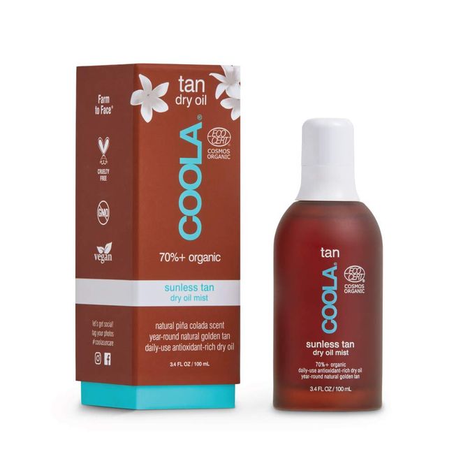 COOLA Organic Sunless Self Tanner Dry Oil Mist, Dermatologist Tested Anti-Aging Skin Care, Vegan and Non-GMO, Pia Colada, 3.4 Fl Oz