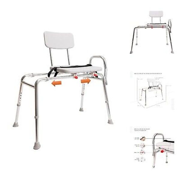 Pro-Slide Shower Chair & Tub Transfer Bench with Cut Out, Height Adjustable, ...