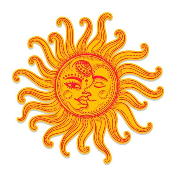 Sun Moon Celestial Orange - 12" Vinyl Sticker Waterproof Decal