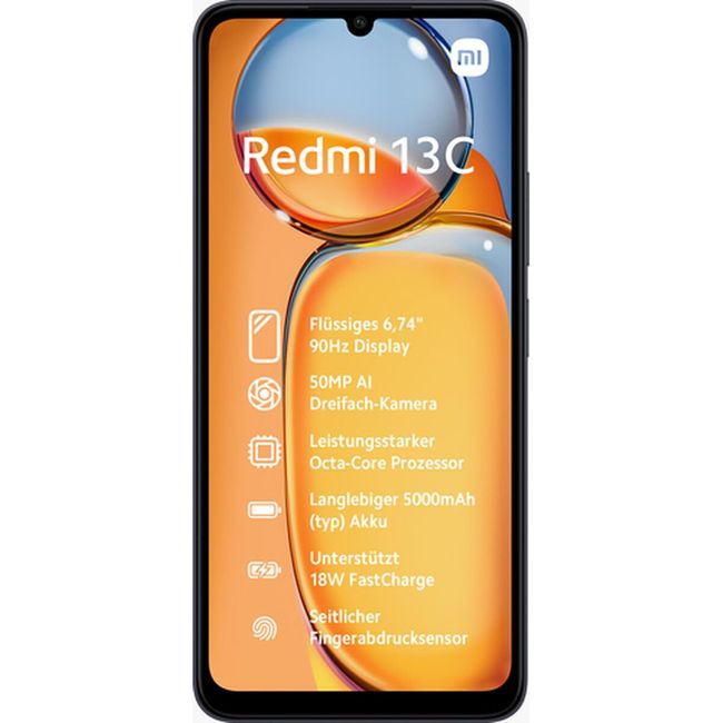 Xiaomi Redmi 13C Smartphone 4GB+128GB SIM free Unlocked - Midnight Black (UK Version + 2 Years Warranty)