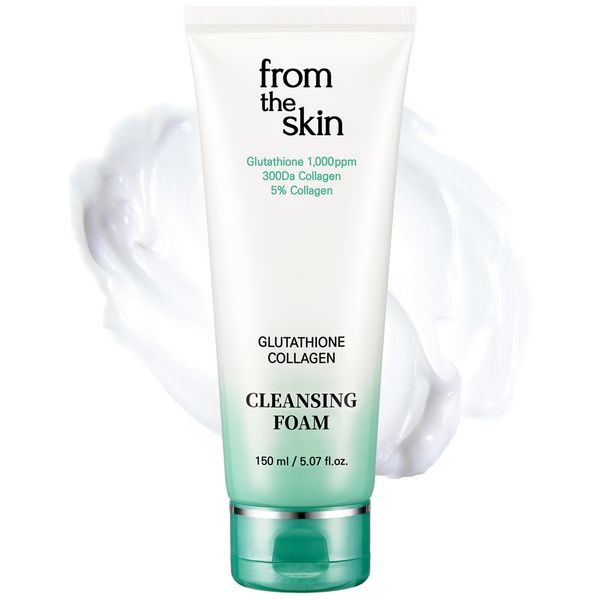 FROM THE SKIN Glutathione Collagen Cleansing Foam - Korean Face Wash, Gentle Facial Cleanser Pore-Clarifying Detox, Hydrates and Revitalizes, For Oily & Dry Skin, Skin-Irritation Formula, 5.3oz.