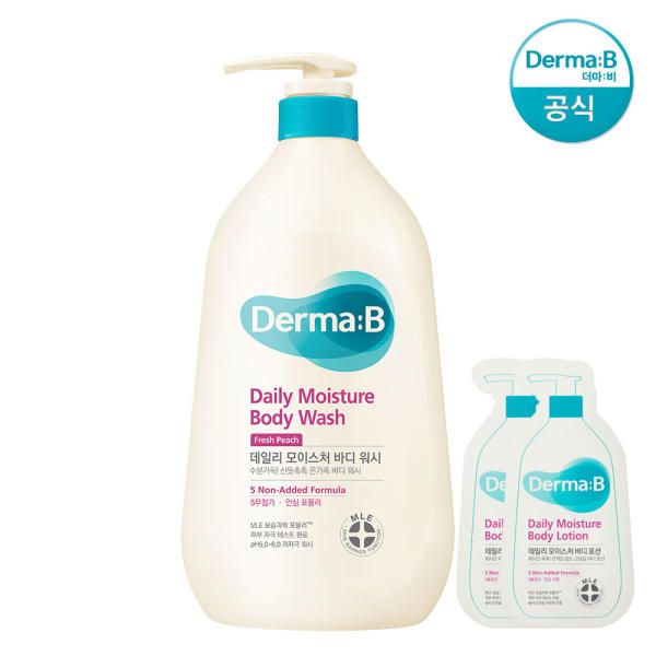 [Official] Dermabee Daily Moisture (Large Capacity) Body Wash (Fresh Peach) 880ml (+2 random samples)